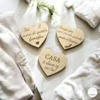 Set 3 Calamite in Legno a Forma di Cuore Con Dedica Festa della Mamma – Varianti Cuori Dolci/Allegri