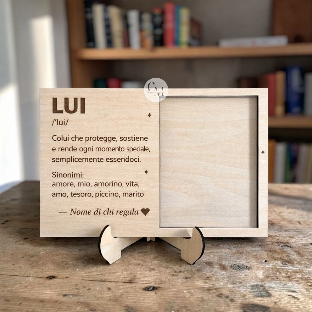 Porta Foto in Legno Personalizzato con Nome – Regalo Papà, Mamma, Nonni, Fidanzato, Fidanzata