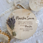 Regalo Maestra Personalizzato in Legno con Nome – Targa Fine Anno con Fiori di Lavanda Essiccati
