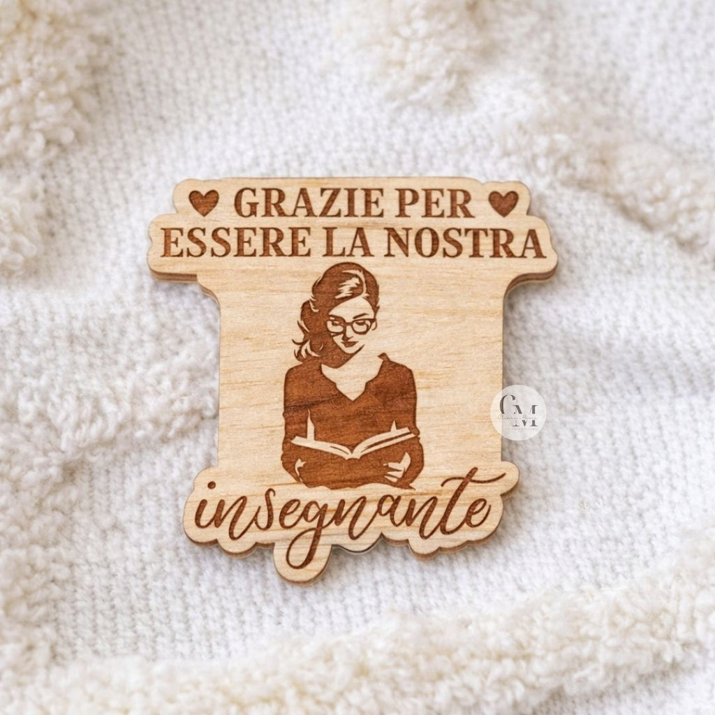 Magneti in Legno Personalizzati per Maestra – Set 4 Calamite Incise