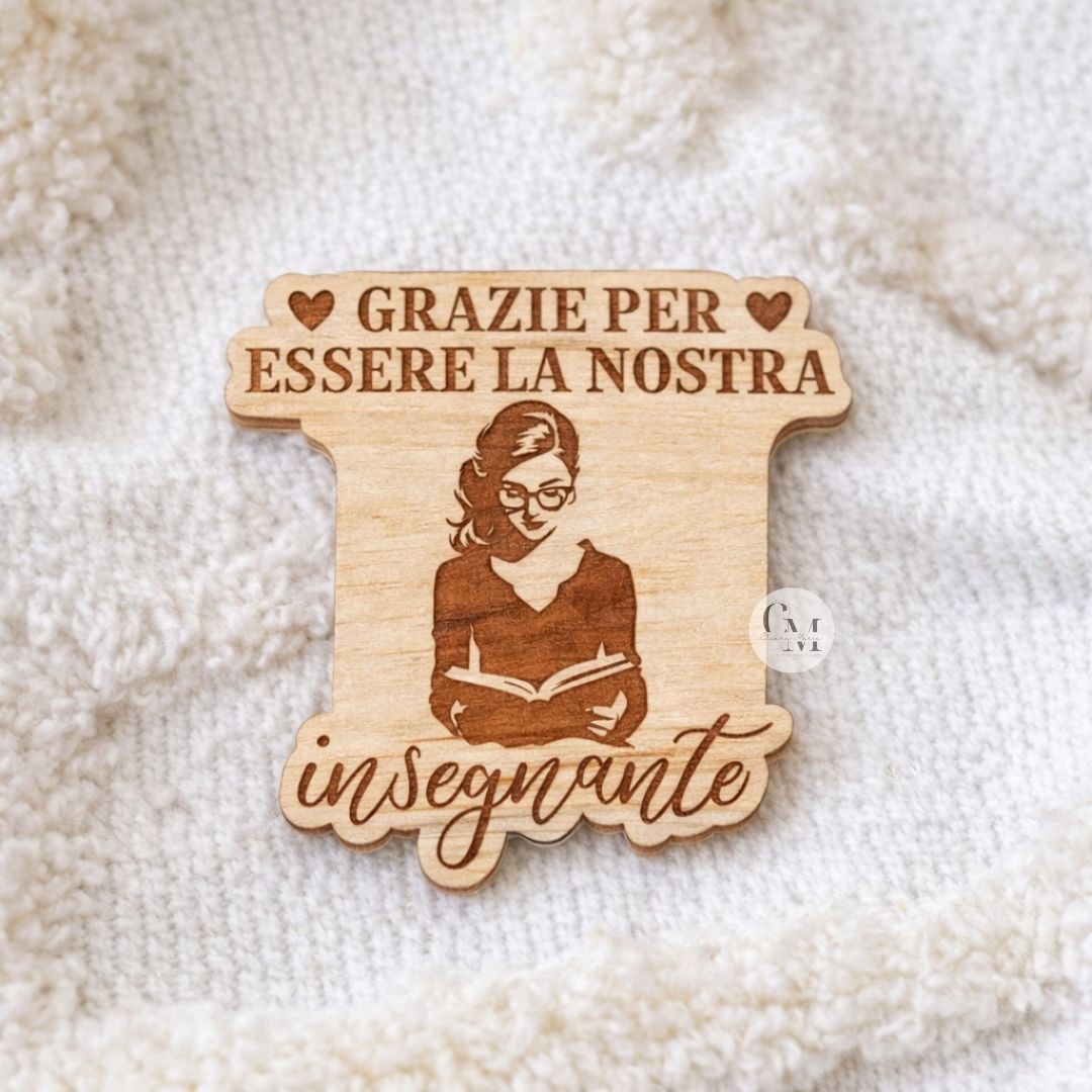 Magneti in Legno Personalizzati per Maestra – Set 4 Calamite Incise