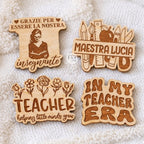 Magneti in Legno Personalizzati per Maestra – Set 4 Calamite Incise