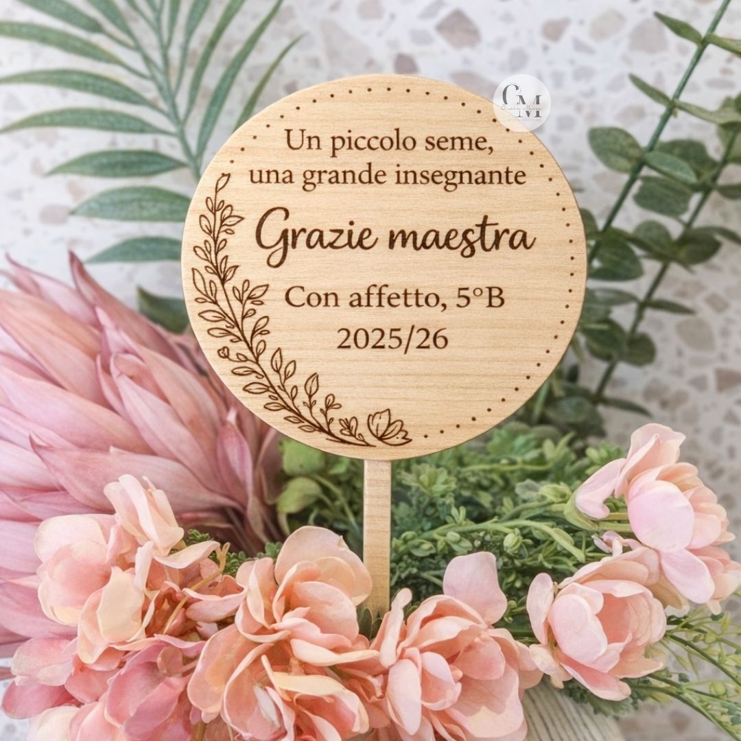 Etichetta per Piante Personalizzata, Plant Stick Inciso con Nome Maestra/o