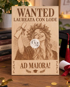 Manifesto Wanted Inciso su Legno - Personalizzato con Foto