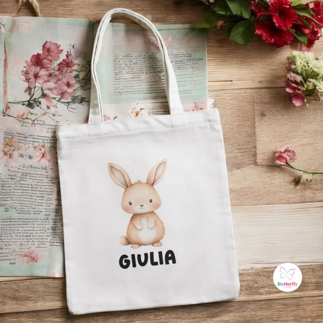 Borsa Shopper Animali del Bosco Personalizzata con Nome