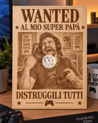 Manifesto Wanted Inciso su Legno - Personalizzato con Foto