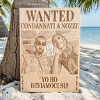 Manifesto Wanted Inciso su Legno - Personalizzato con Foto
