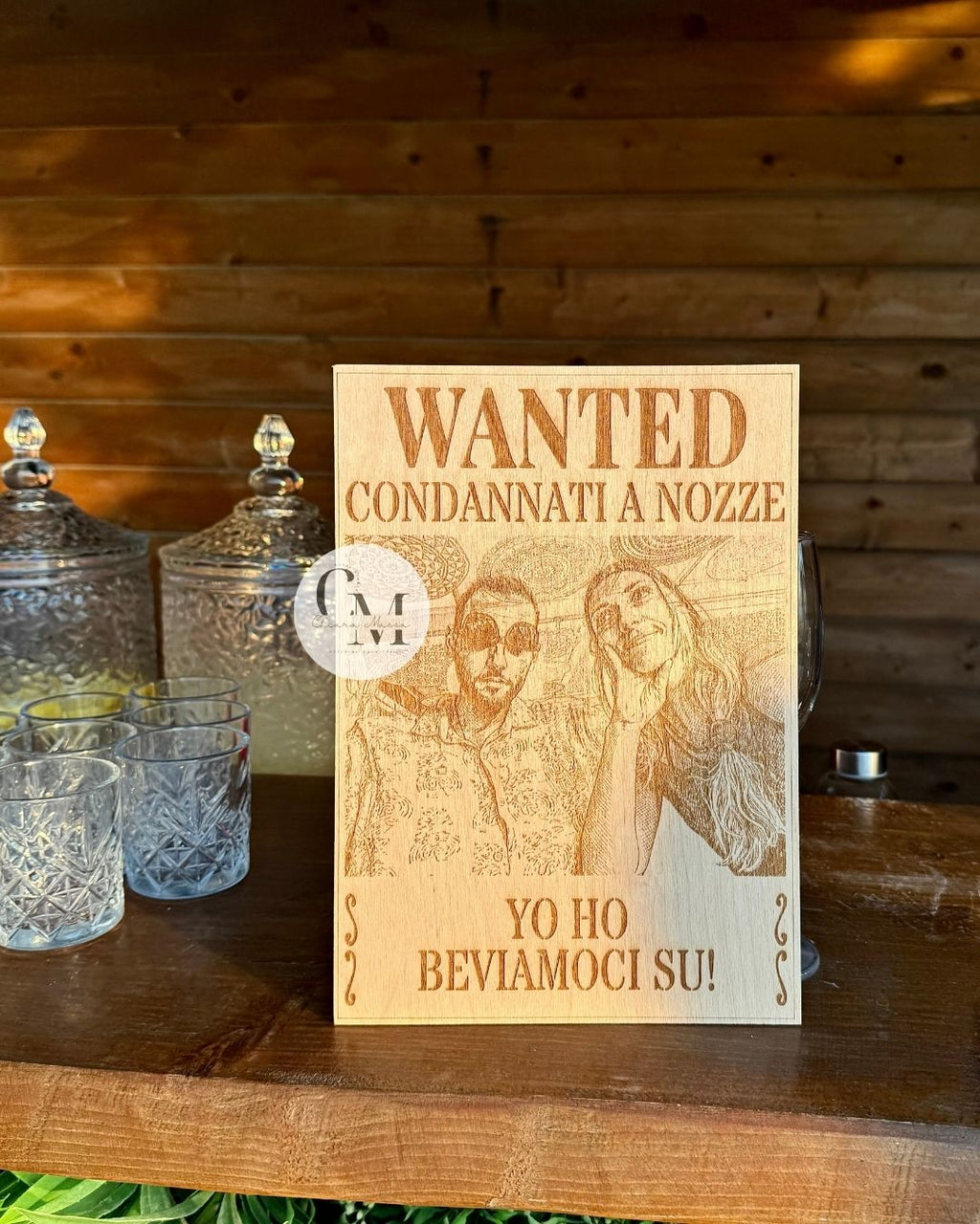 Manifesto Wanted Inciso su Legno - Personalizzato con Foto