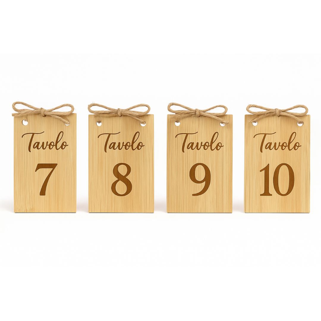 Set 10 Segnaposto in Legno per Tavoli – Personalizzabili con Logo per Matrimoni, Eventi, Ristoranti, Locali, Bistrot ecc.