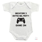 Body Neonato Divertente “Giocatore 3 Entra nel Party”, Personalizzabile - Regalo Nascita Gaming, Baby Gamer