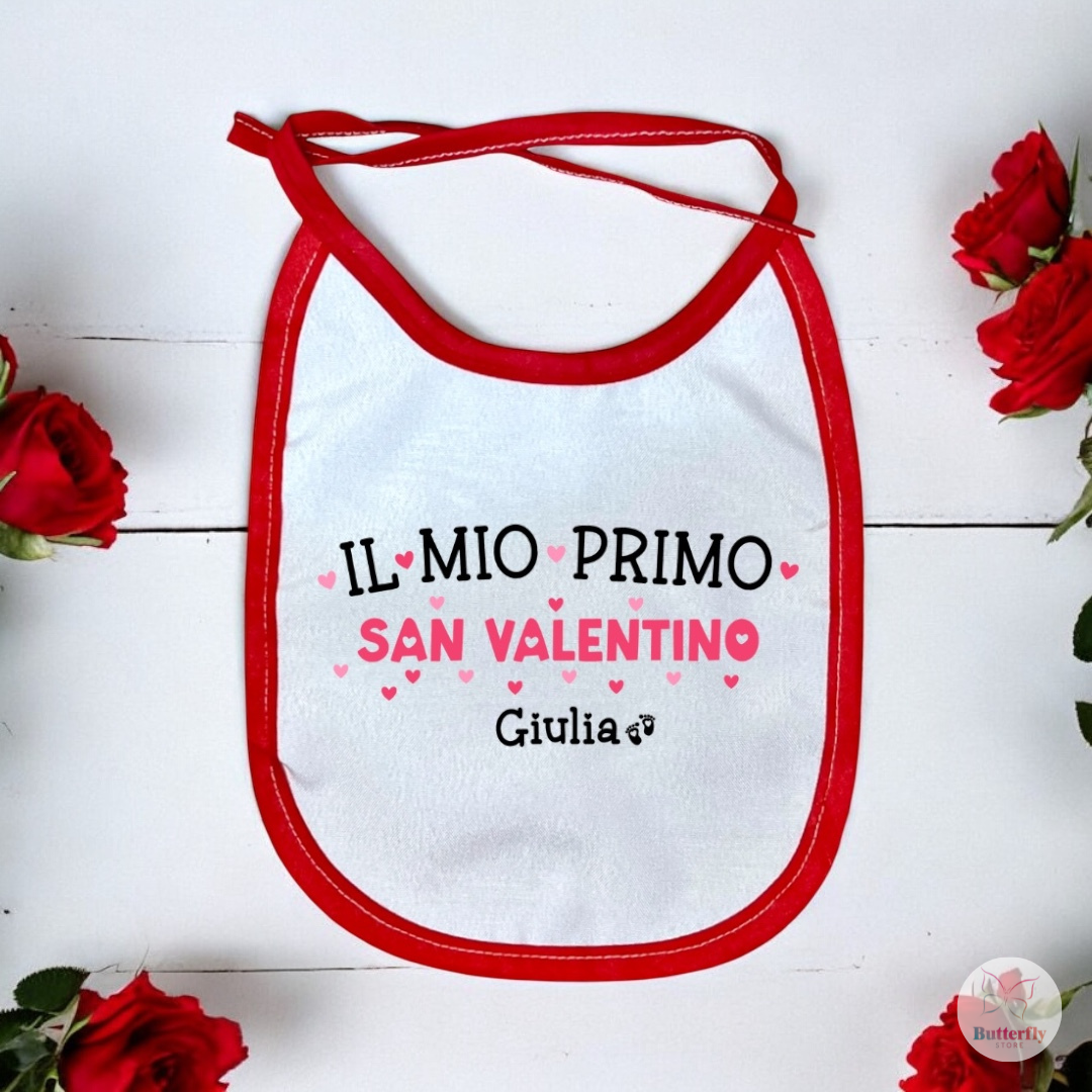 Bavaglino Personalizzato Il Mio Primo San Valentino Con Nome
