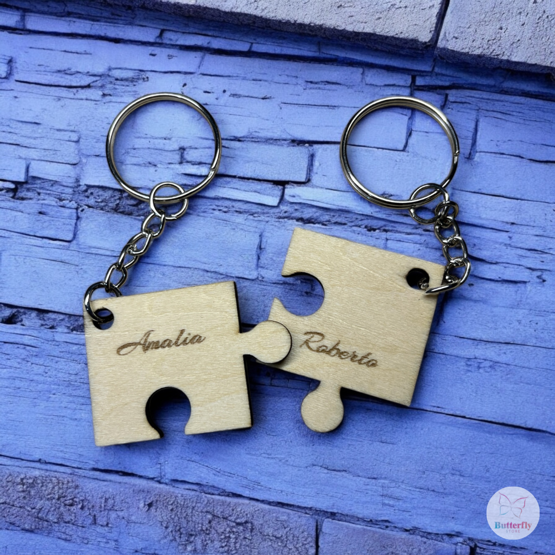 Portachiavi In Legno Personalizzati Con Nomi, Pezzi Puzzle Ad Incastro