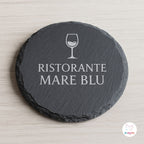 Set Sottobicchieri Rotondi in Ardesia Personalizzati con Logo Aziendale