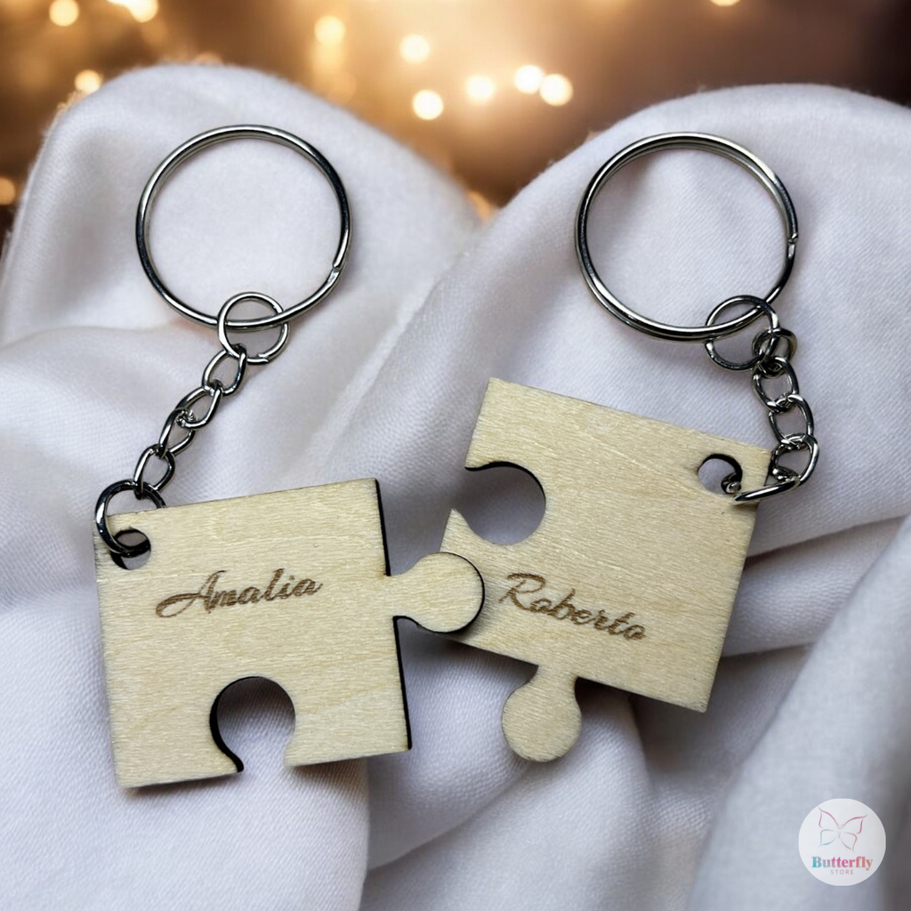 Portachiavi In Legno Personalizzati Con Nomi, Pezzi Puzzle Ad Incastro
