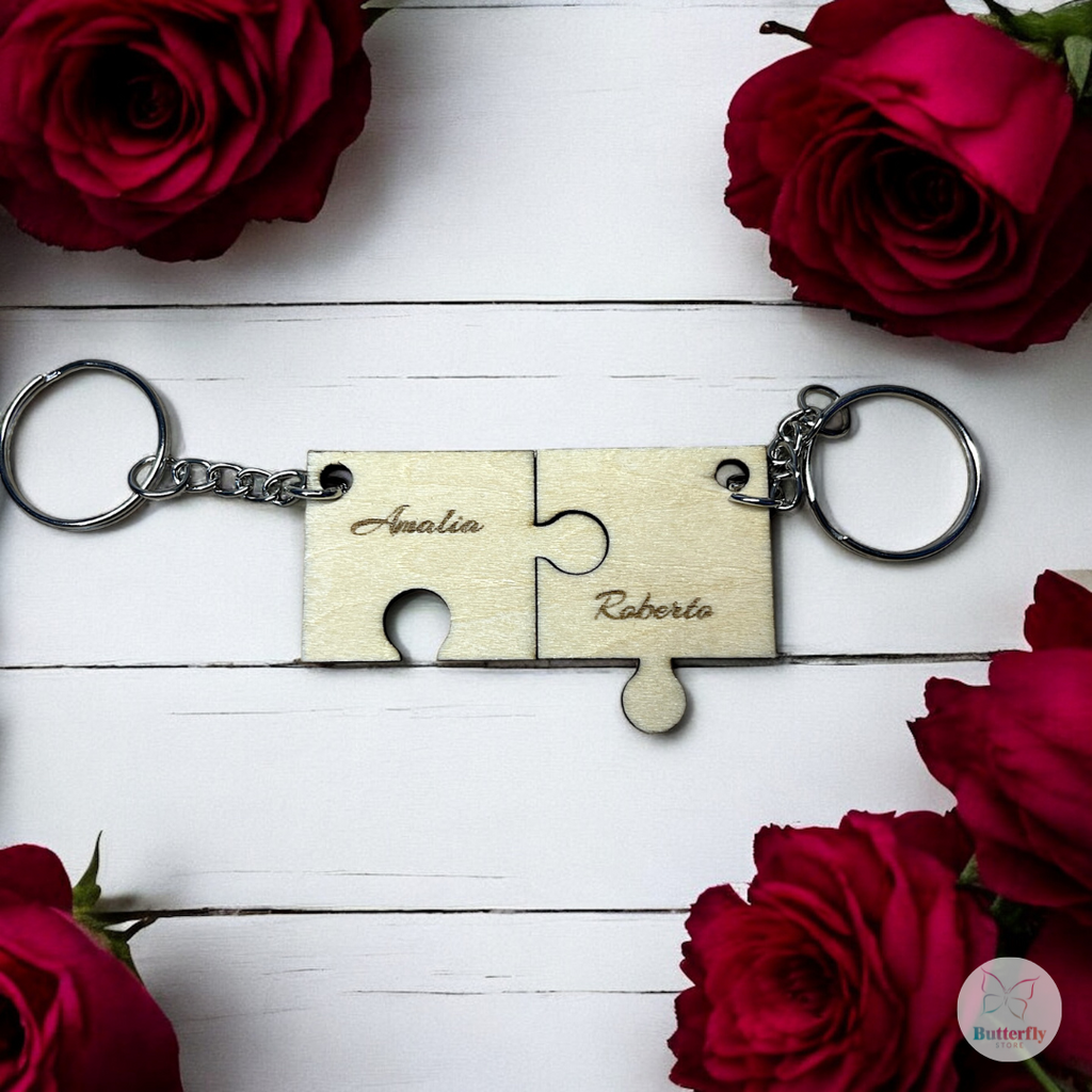 Portachiavi In Legno Personalizzati Con Nomi, Pezzi Puzzle Ad Incastro