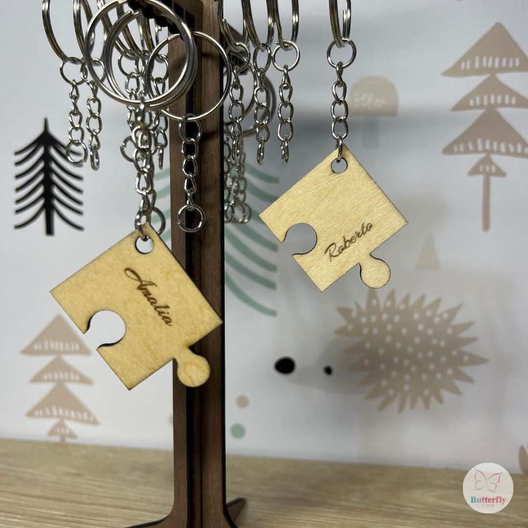 Portachiavi In Legno Personalizzati Con Nomi, Pezzi Puzzle Ad Incastro