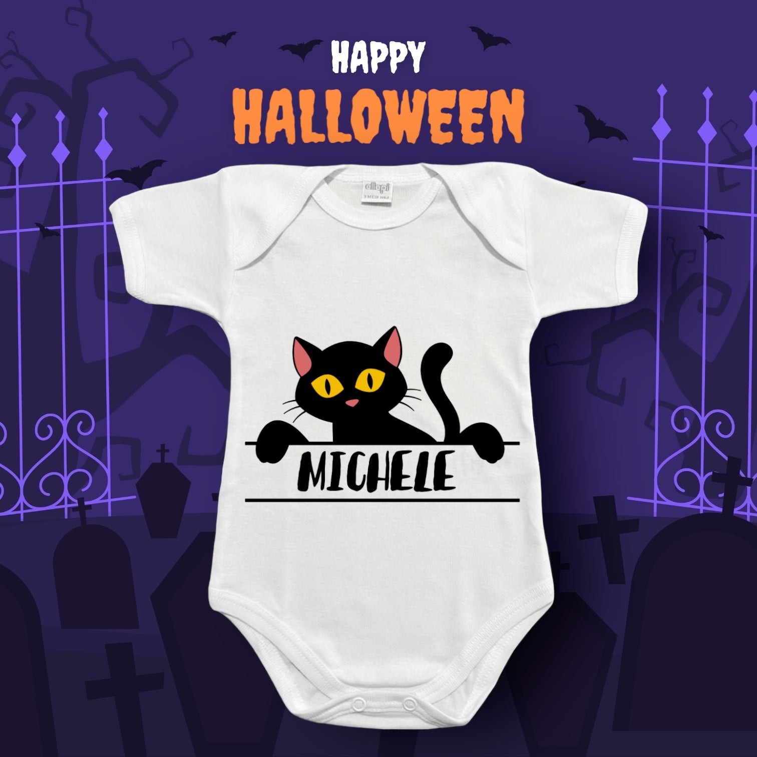 Halloween Body Neonati Gattino - Con Nome