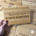 Tagliere In Bambù Mangia Bevi e Non Rompere, Frase Incisa Divertente, Charcuterie Board