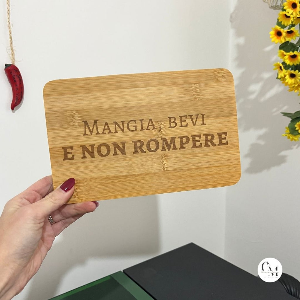 Tagliere In Bambù Mangia Bevi e Non Rompere, Frase Incisa Divertente, Charcuterie Board