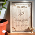 Quadro in Legno Personalizzato per la Festa della Mamma – Inciso a Laser con Dedica e Fiori Secchi