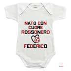 Body Neonato Milan “Nato con Cuore Rossonero” – Personalizzato con Nome
