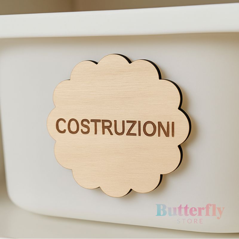 Etichette in Legno Personalizzate Per I Giochi Dei Bambini – Set da 6 o 12 con biadesivo