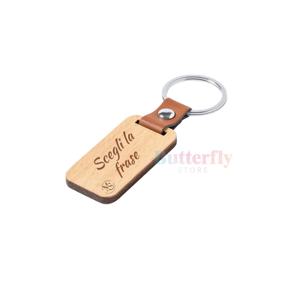 Portachiavi Personalizzato in Legno con Laccetto in Pelle – Idea Regalo Aziendale
