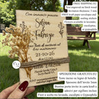 Inviti di Nozze in Legno Personalizzati con Gypsophila/Lavanda/Eucalipto