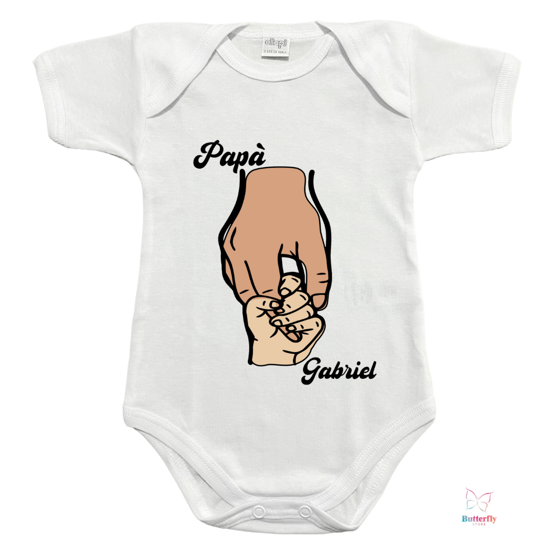 Baby Body Mani Intrecciate Festa Del Papà - Personalizzato Con Nomi