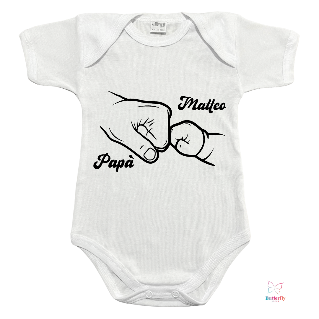 Baby Body Pugno Con Papà - Personalizzato Con Nomi - Festa Del Papà