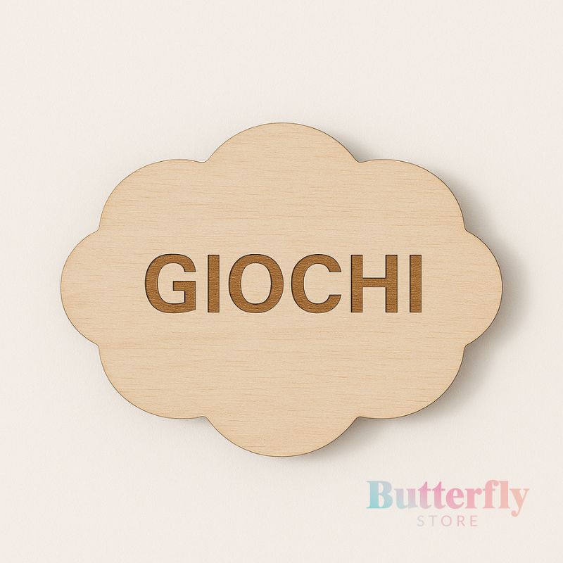 Etichette in Legno Personalizzate Per I Giochi Dei Bambini – Set da 6 o 12 con biadesivo