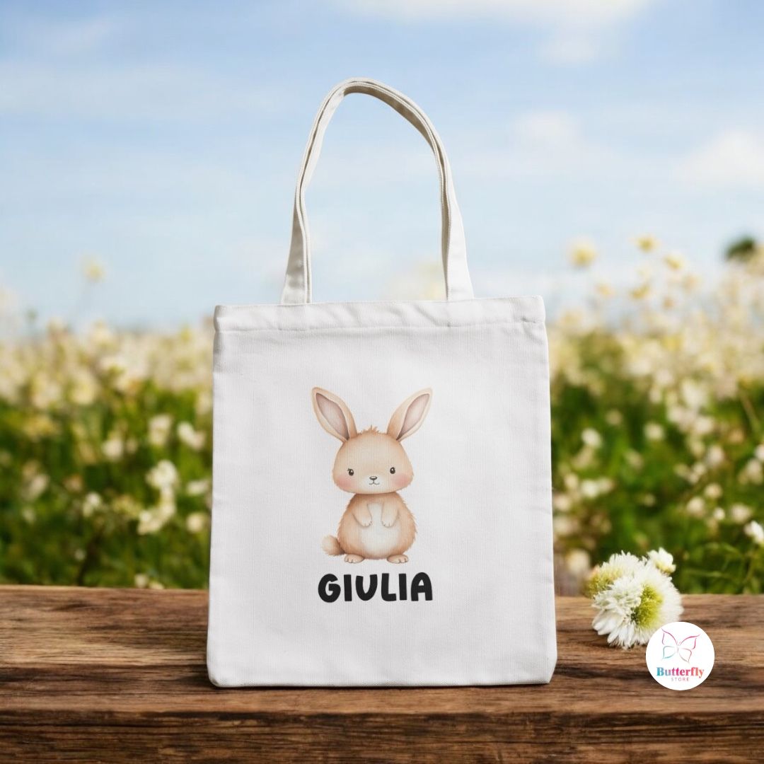 Borsa Shopper Animali del Bosco Personalizzata con Nome