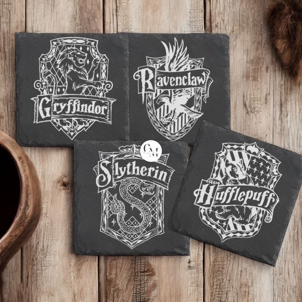 Sottobicchiere Harry Potter in Ardesia Nera Casata Tassorosso