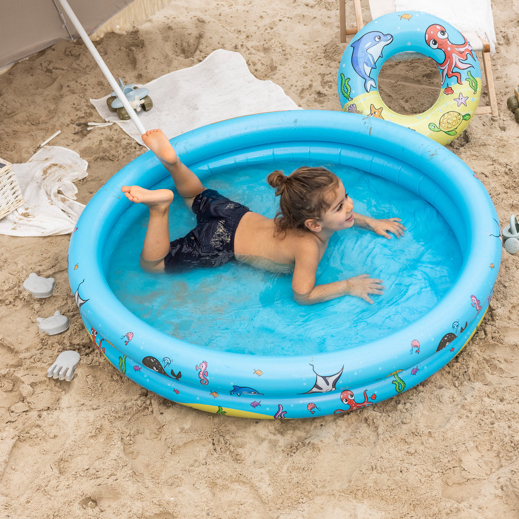 Piscina per Bambini Set Da Gioco Animali Marini - Piscina + Palla + Ciambella