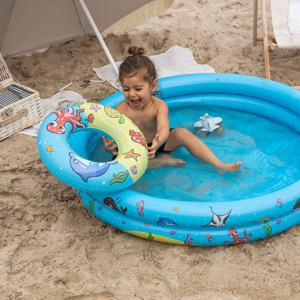 Piscina per Bambini Set Da Gioco Animali Marini - Piscina + Palla + Ciambella