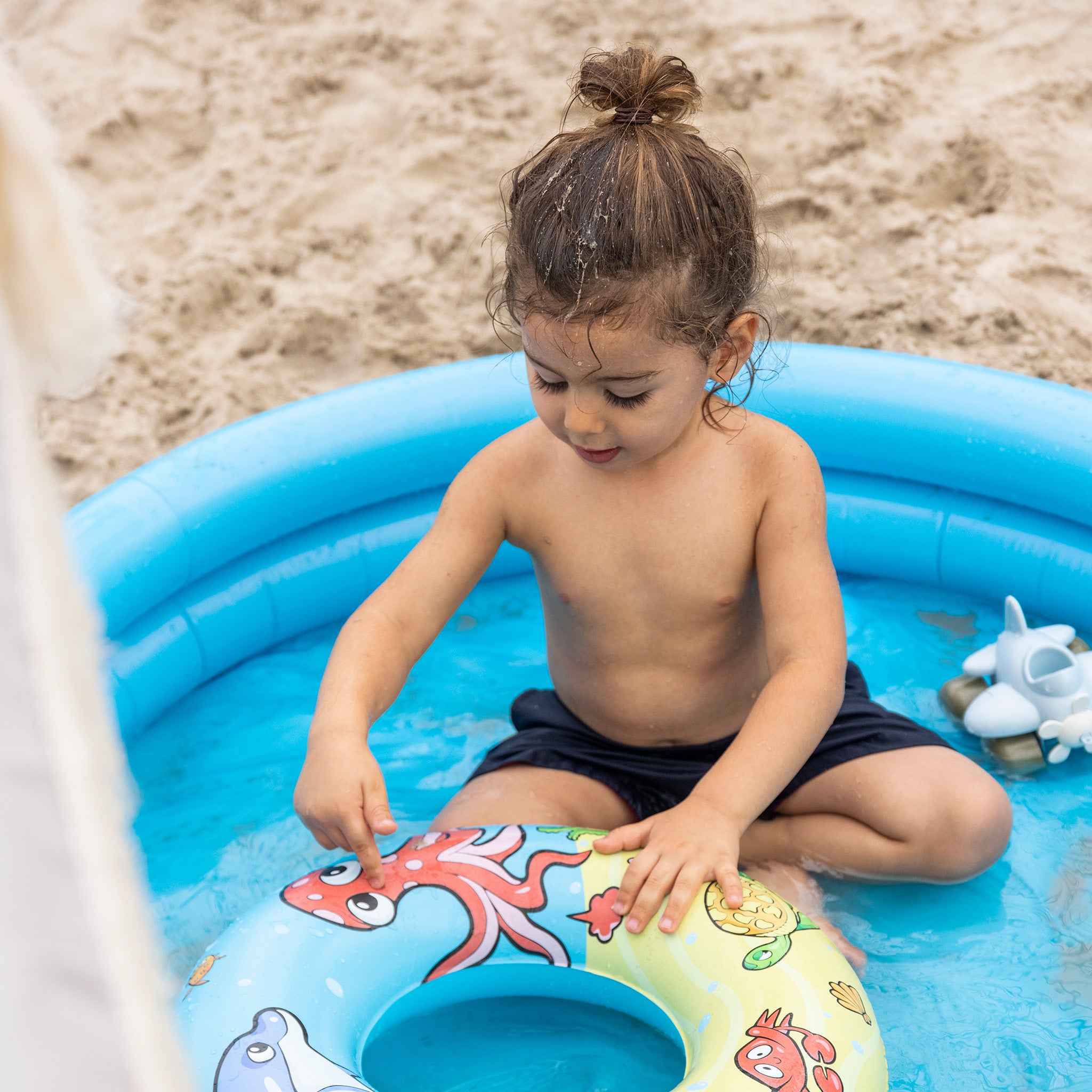 Piscina per Bambini Set Da Gioco Animali Marini - Piscina + Palla + Ciambella