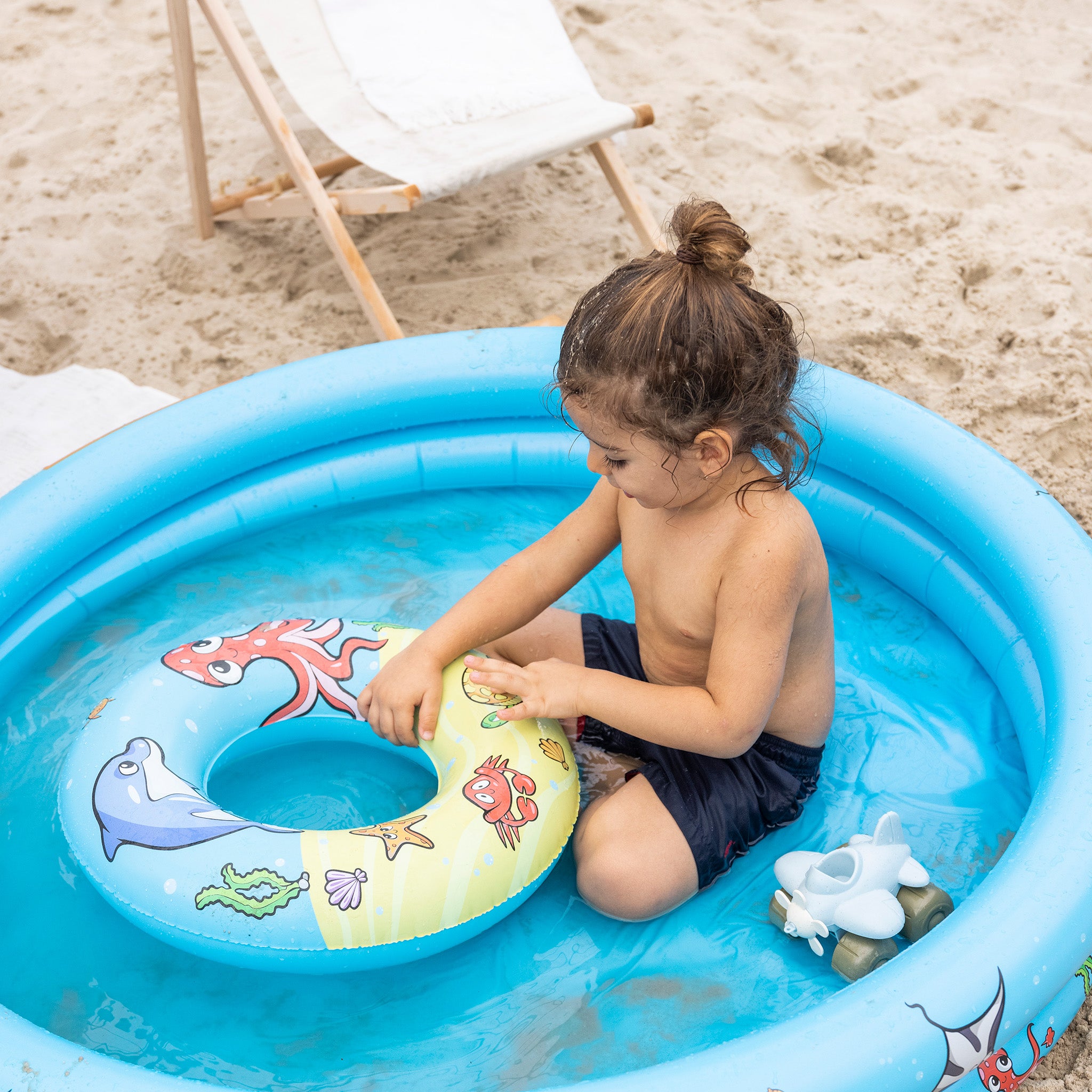 Piscina per Bambini Set Da Gioco Animali Marini - Piscina + Palla + Ciambella