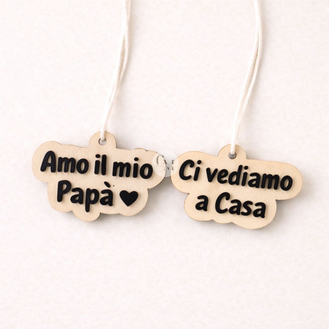 Ciondolo Auto per Papà – Legno e Acrilico Nero | Regalo Festa del Papà Personalizzabile