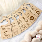 Set 7 Appendini Divisori In Legno Per Guardaroba Neonato - Personalizzato con Nome