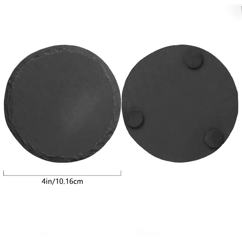 Set Sottobicchieri Rotondi in Ardesia Personalizzati con Logo Aziendale