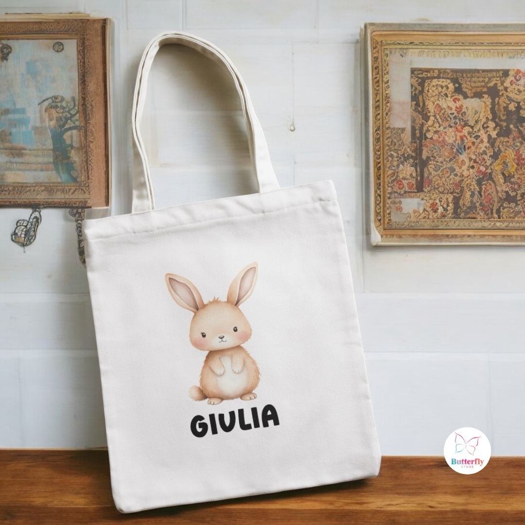 Borsa Shopper Animali del Bosco Personalizzata con Nome