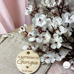 Tag in Legno Personalizzato per Battesimo – Nome e Data – Bomboniera, Chiudi Pacco o Segnaposto