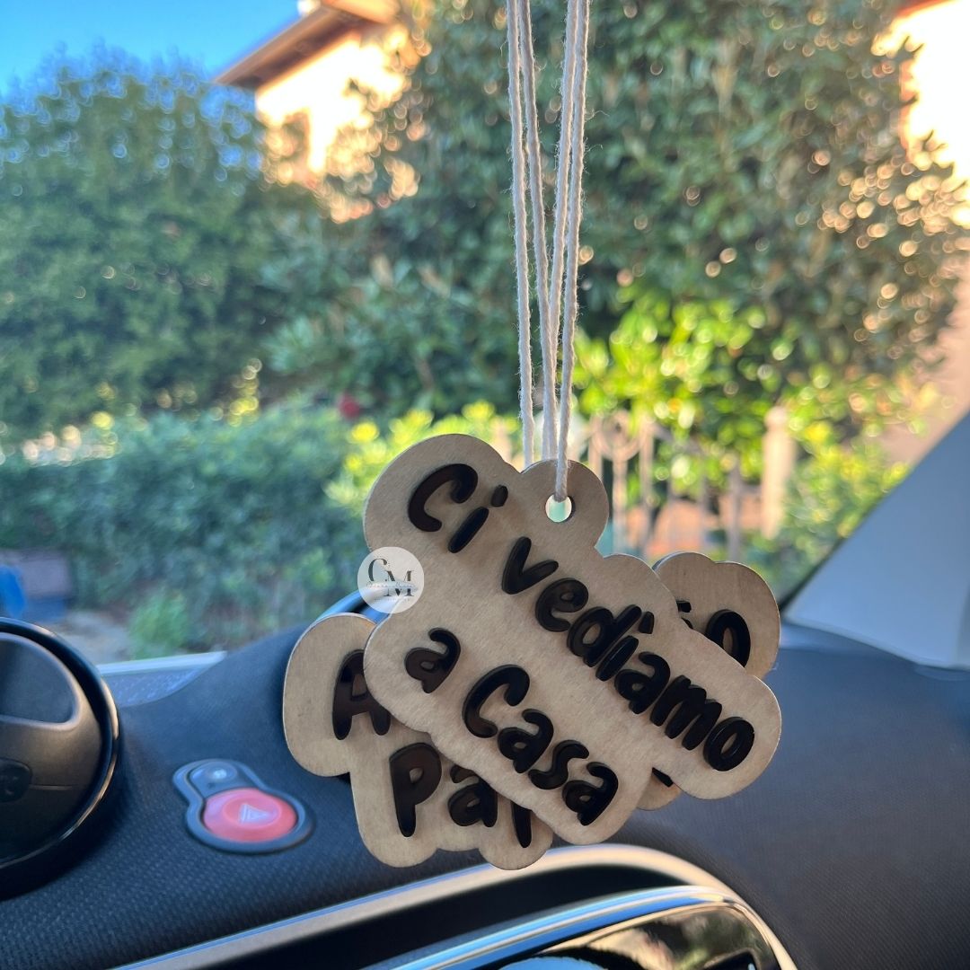 Ciondolo Auto per Papà – Legno e Acrilico Nero | Regalo Festa del Papà Personalizzabile