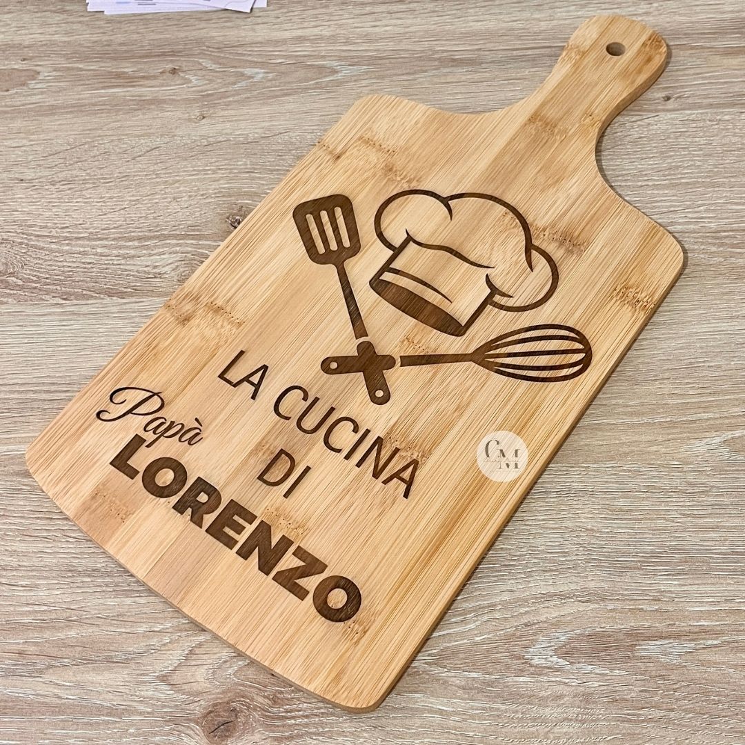 Tagliere "La Cucina di Papà" Personalizzato con Nome – Regalo Festa del Papà
