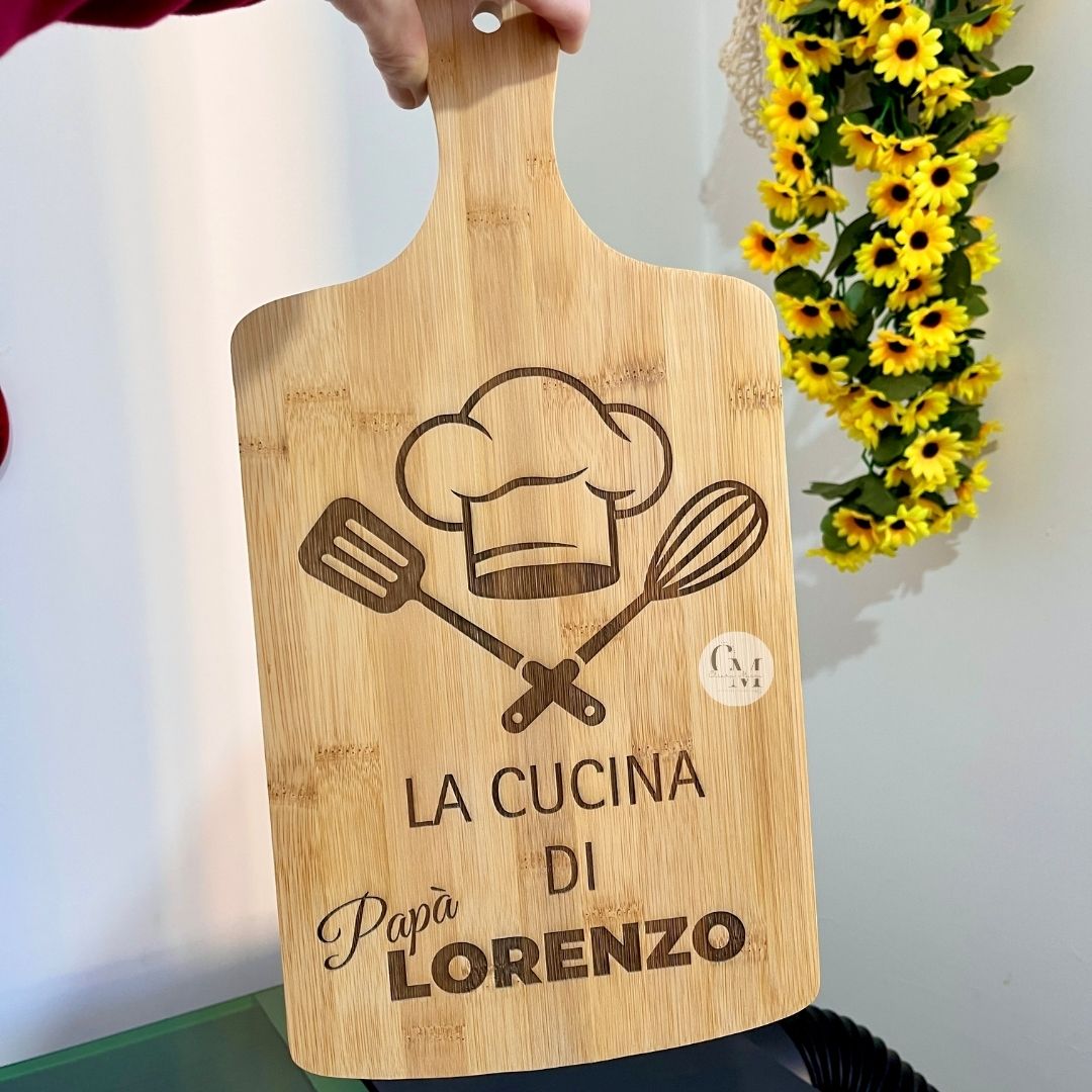 Tagliere "La Cucina di Papà" Personalizzato con Nome – Regalo Festa del Papà