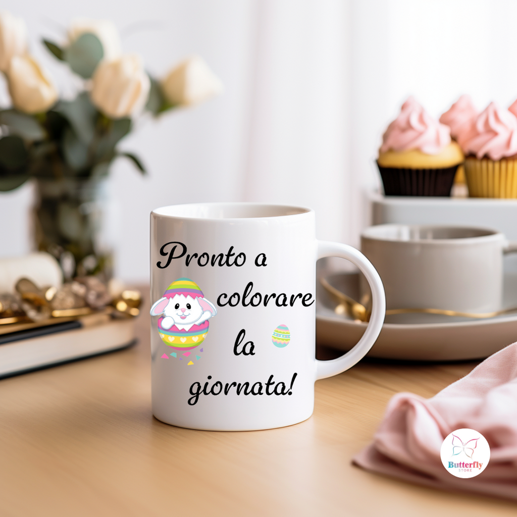Tazza di Pasqua Personalizzata con Coniglietti, Uova e Sorrisi
