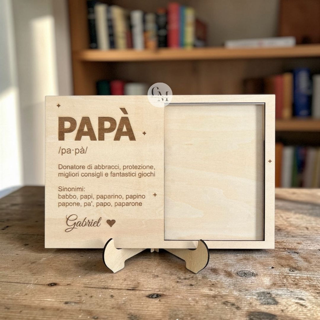 Porta Foto in Legno Personalizzato con Nome – Regalo Papà, Mamma, Nonni, Fidanzato, Fidanzata
