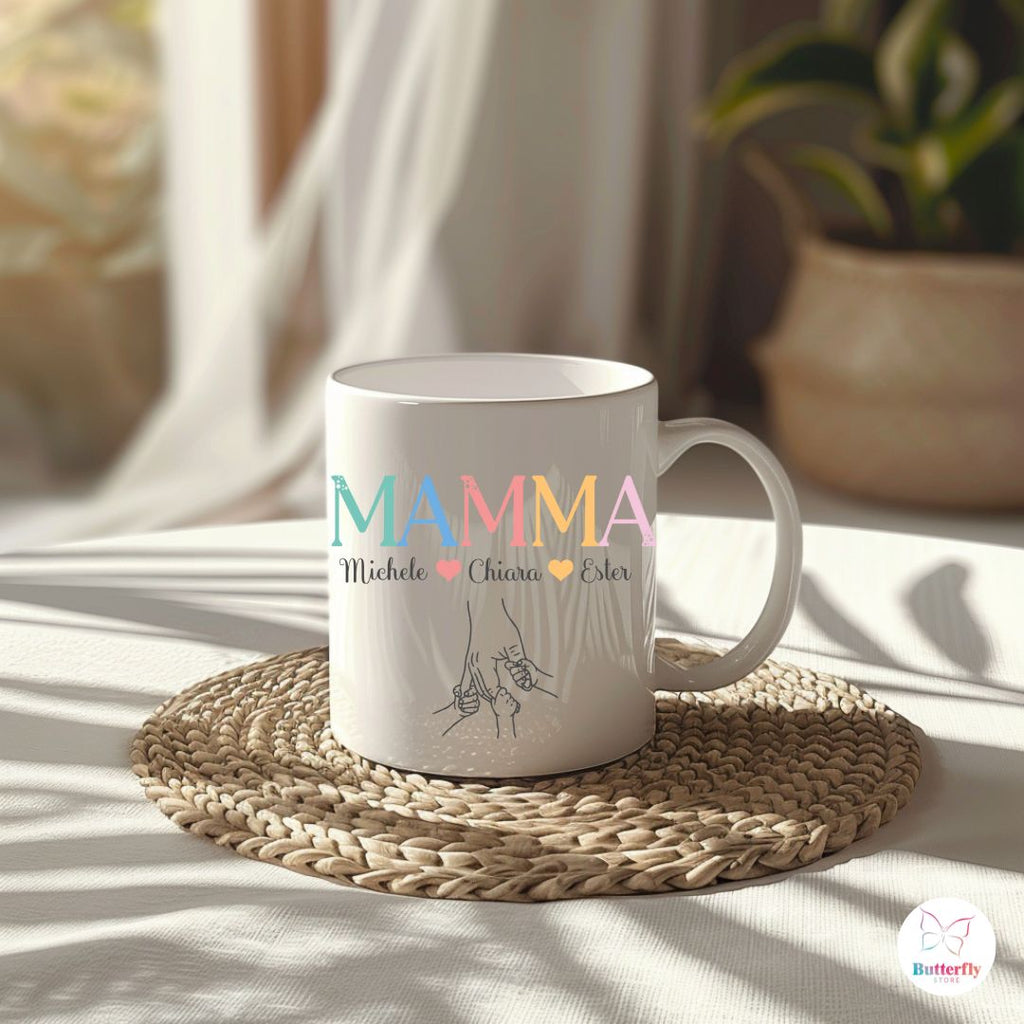 Tazza Personalizzata Festa della Mamma con Nomi – Confezione Regalo Inclusa