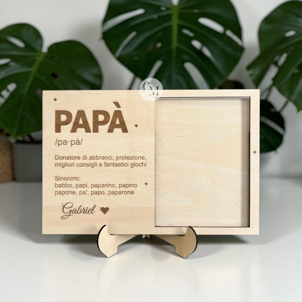 Porta Foto in Legno Personalizzato con Nome – Regalo Papà, Mamma, Nonni, Fidanzato, Fidanzata