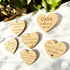 Set 3 Calamite in Legno a Forma di Cuore Con Dedica Festa della Mamma – Varianti Cuori Dolci/Allegri